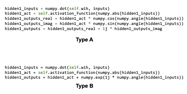복소수 활성화 함수 구현 코드